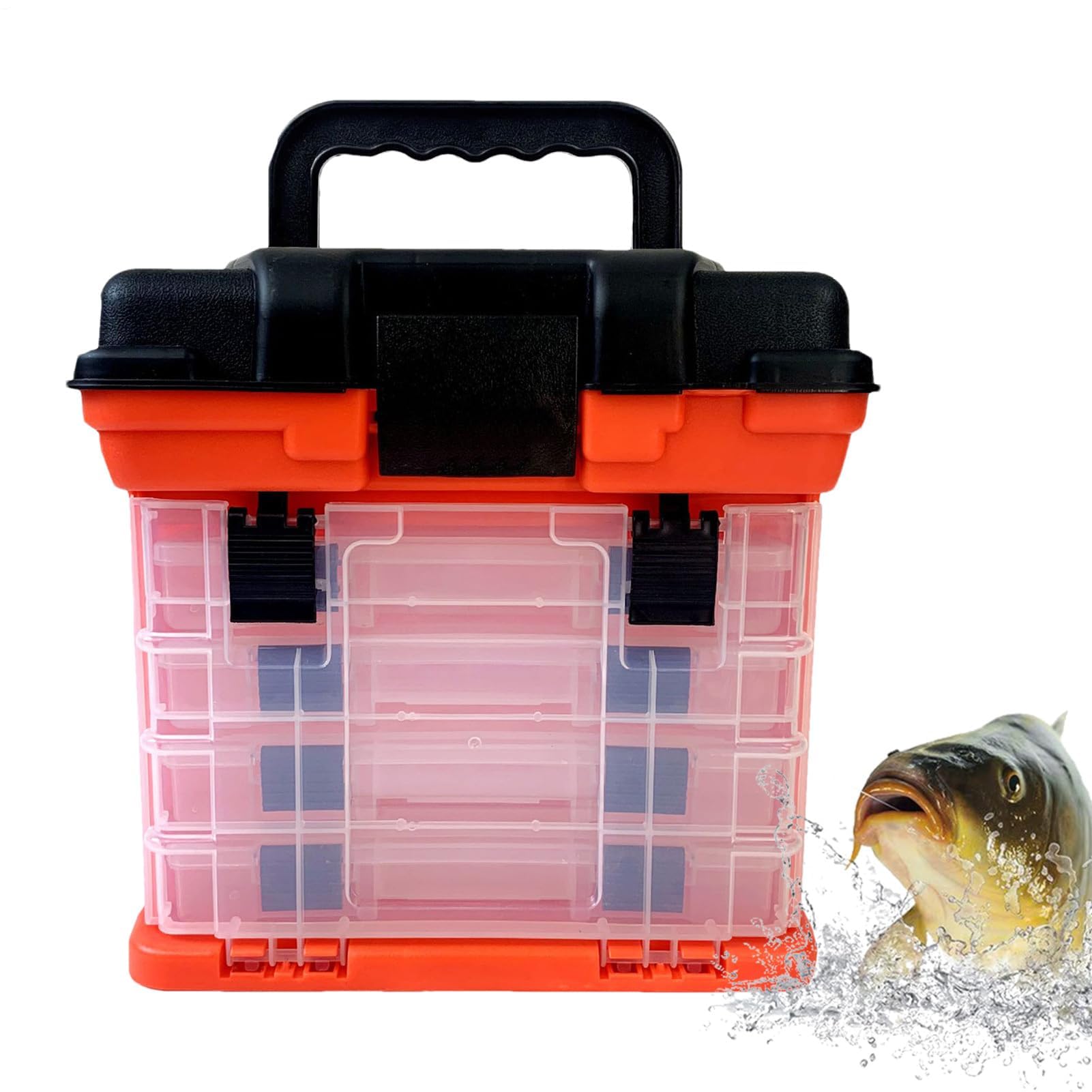Angelköder-Aufbewahrungsbox mit gepolsterten Sitzen und Gurten, Aufbewahrungsbox für Angelköder, mit verstellbarer Trennwand und gepolsterten Schaumstoffschalen, langlebige Tragelösung für Angler