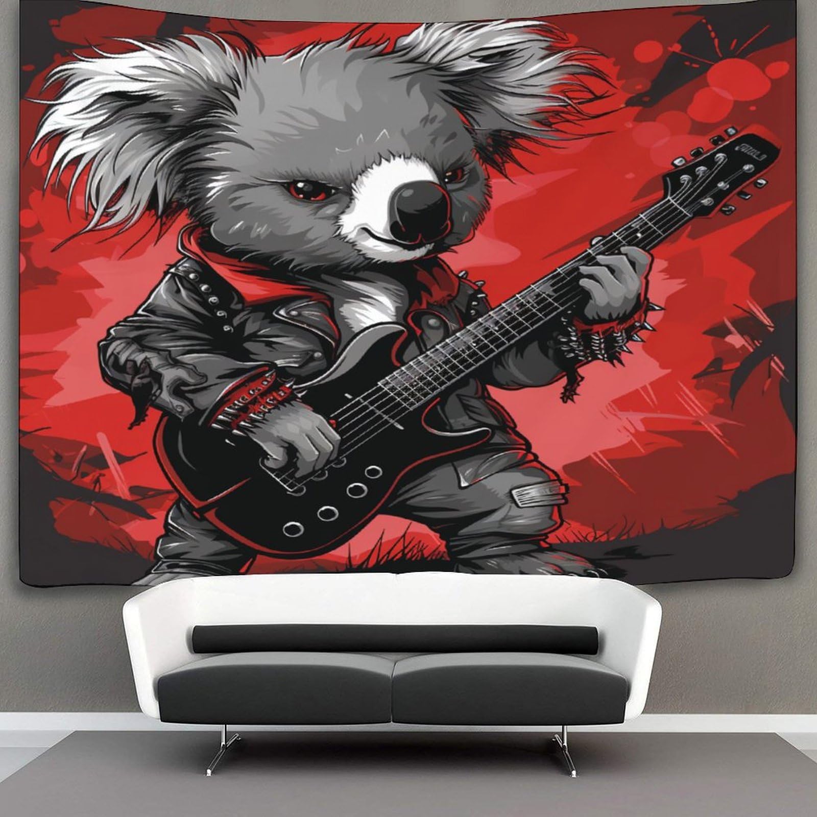 kaiyun Animal Tapestry Koala Playing Guitar Wall Hanging Tapestries for Bedroom Living Room Apartment Dorm Decorations Wall Art Decor 100cmx150cm