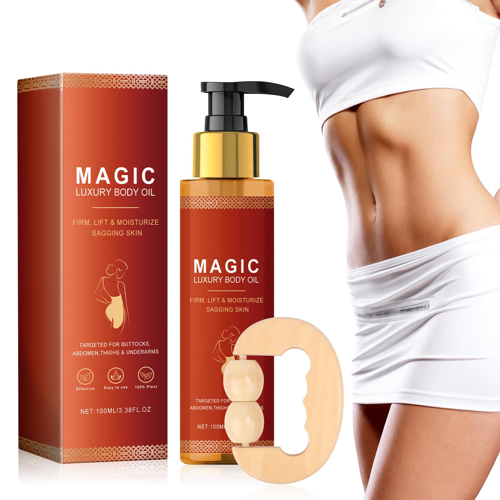 Yooyan Body Oil, Glow Tight Body Oil Life Lifting Skin Firming Beauty for Dry Reduces Fine Lines Sag Care Gentle Formula All Skin Types