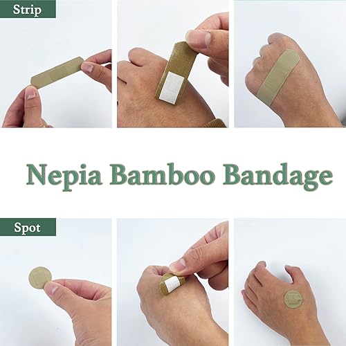 Miniatura 4 de 100 cajas de lata de bambú para pieles sensibles, vendaje adhesivo hipoalergénico ecológico, paquete familiar, vendaje sin látex, compostable,
