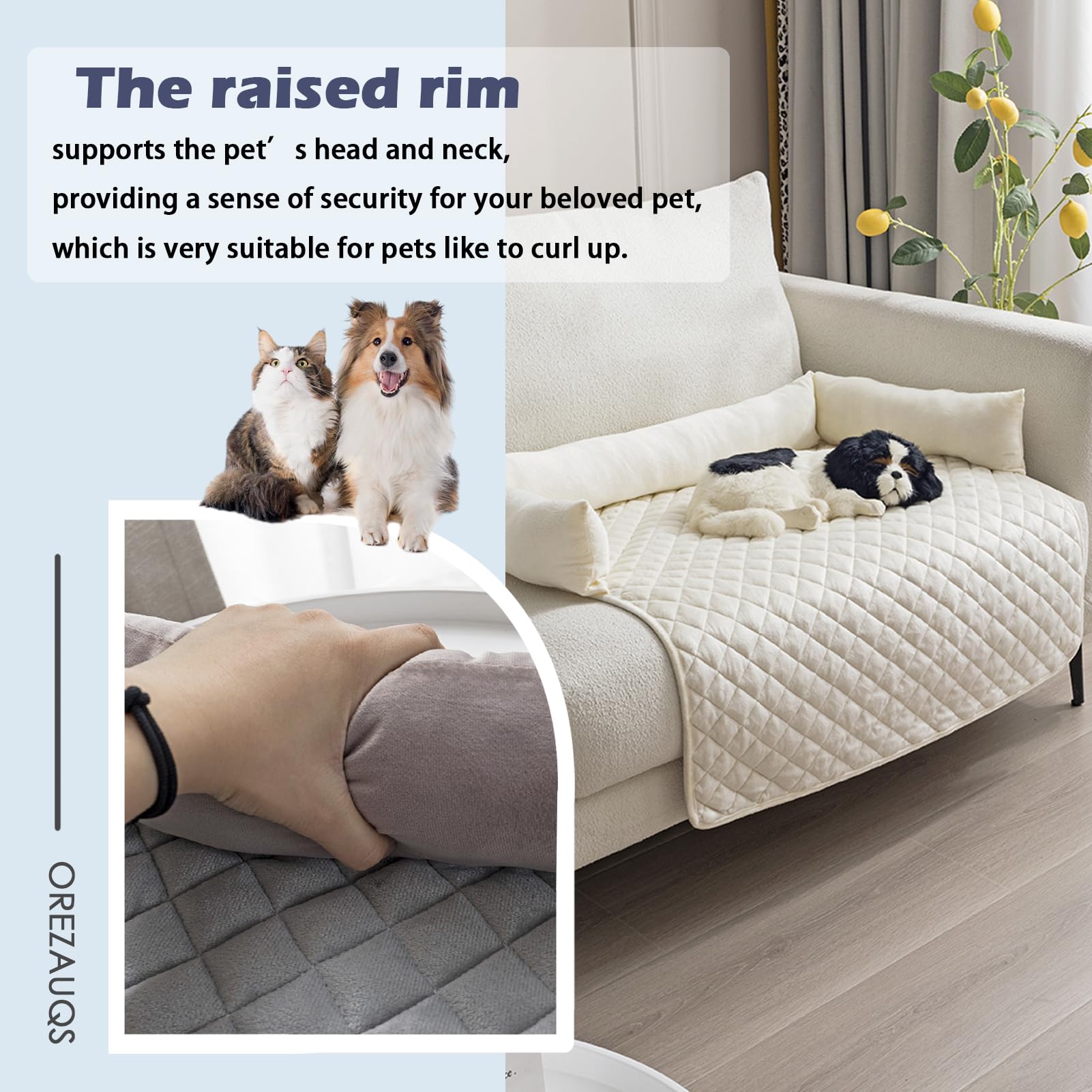 Hundebett Plüsch, Hundedecke Sofa, Sofaschutz Hund, Waschbar rutschfest Hundebetten, Hundekissen, orthopädisches Hundebett (Weiß,75 * 75cm)