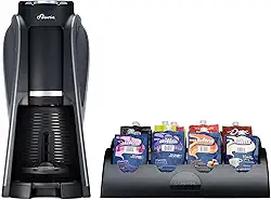 Flavia Conjunto de cafeteira aromática com 84 embalagens frescas e 1 merchandiser – máquina de café, café com leite, chá e outras bebidas quentes ou geladas com pacotes frescos de dose única, vários