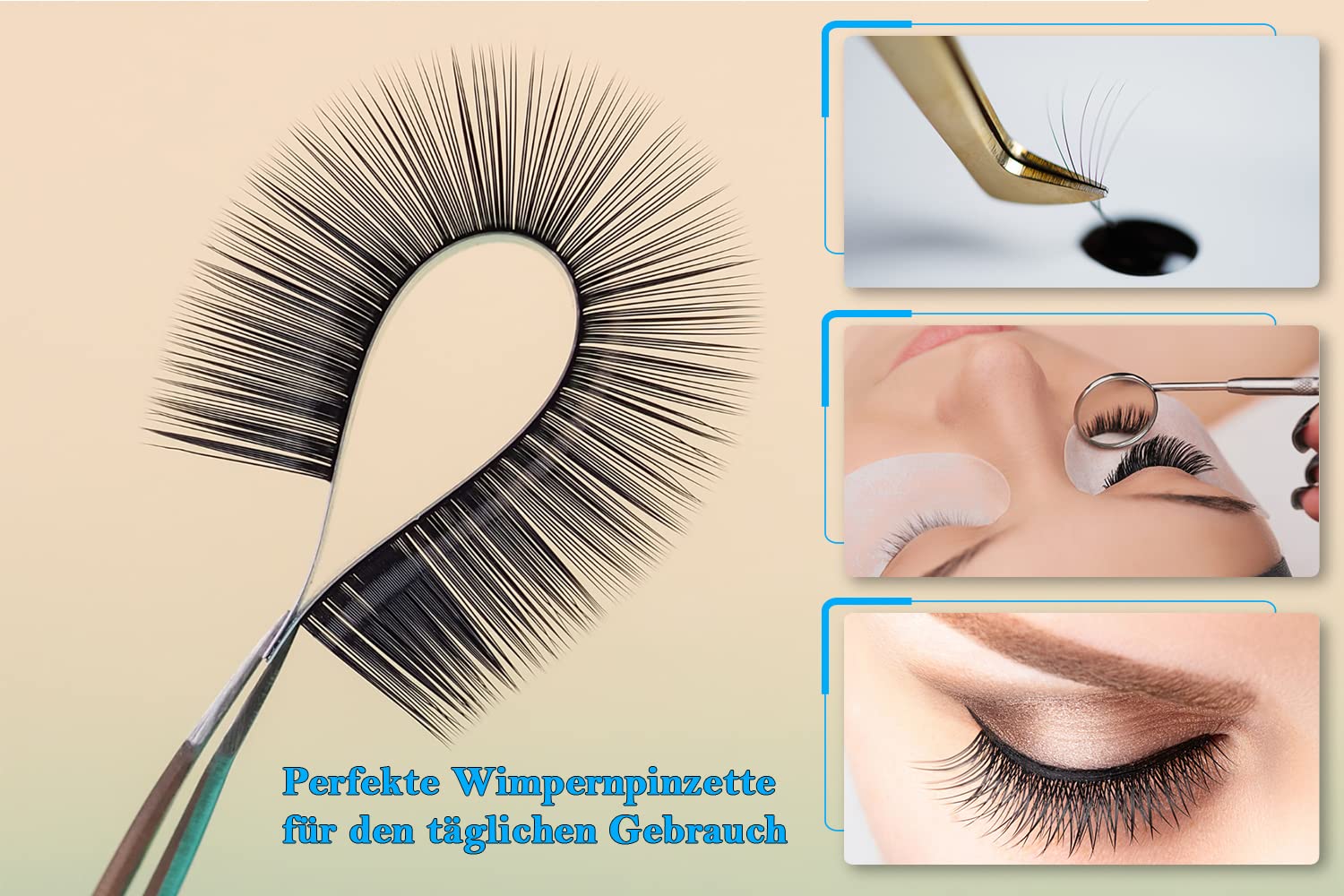 SMI 8 Pinzetta Extension Ciglia punta in fibra NERO E ORO, Pinzette Diritto e Curvo Tip Pinza, Ciglia finte, Professionale Pinzette in Acciaio Inox, Kit Pinzetta per Ciglia, con Custodia da viaggio