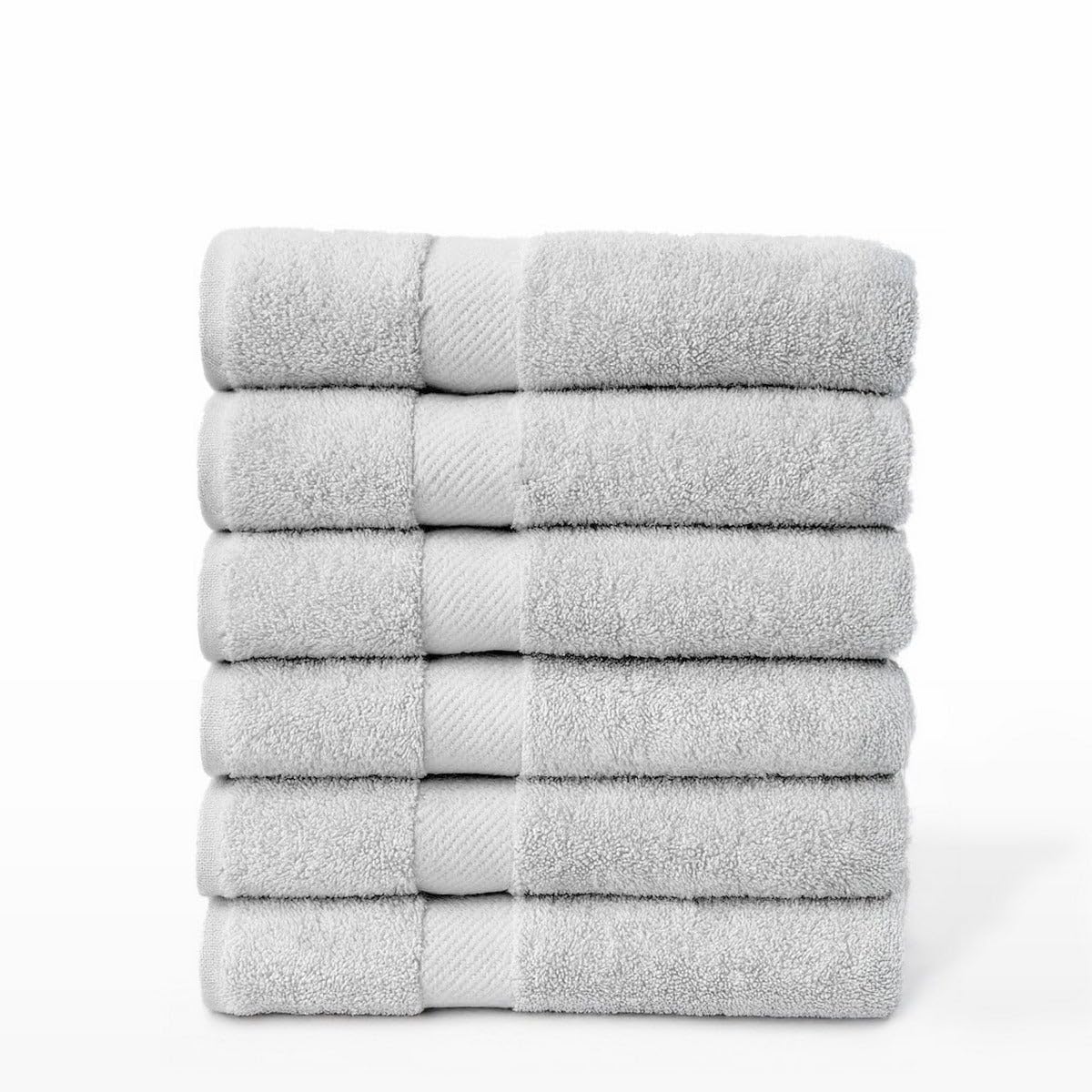 Juego de 6 Toallas Ducha Grandes Gris Claro 100% algodón de 150x100 cm | Tejido suave de gran gramaje con alta absorción. Aptas para lavadora, de uso diario.