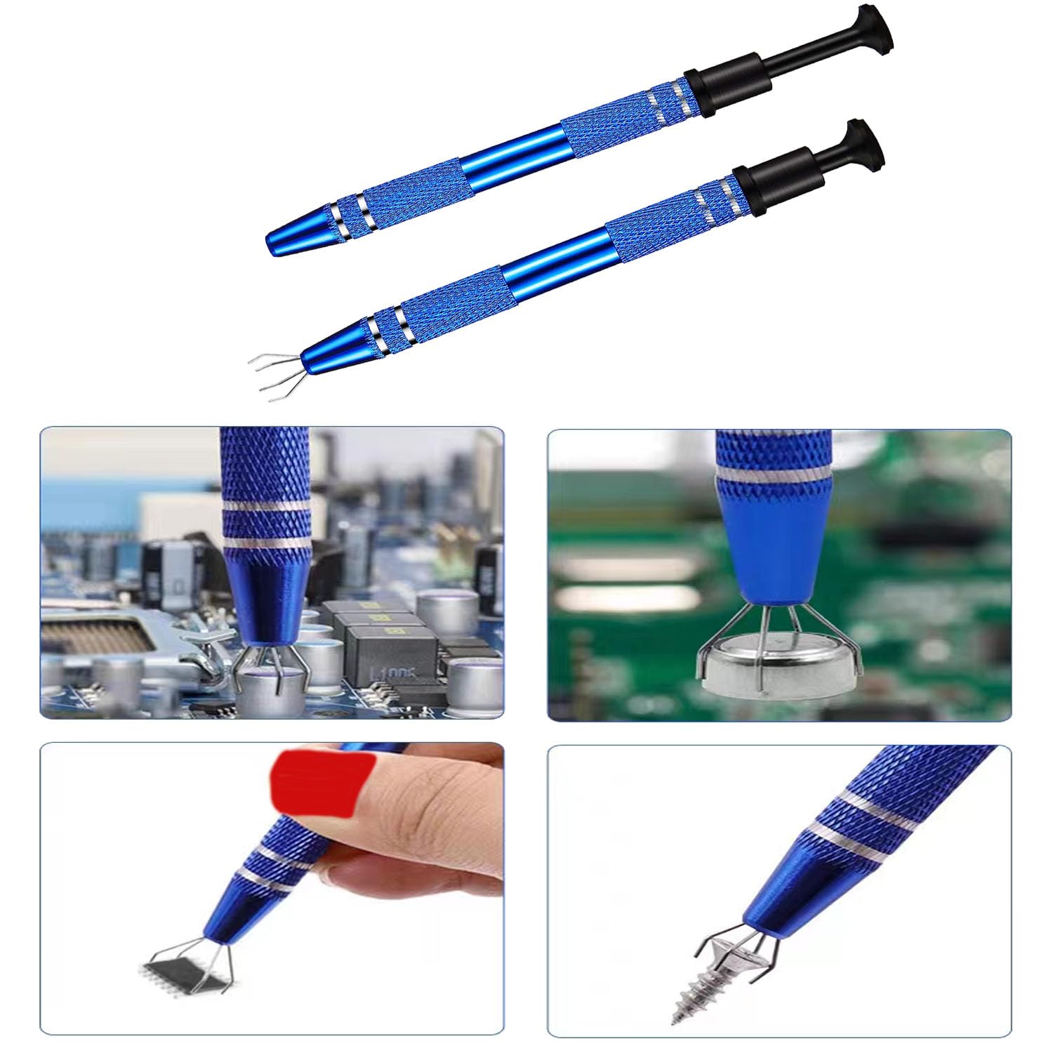 Lot De 2 Pinces à 4 Griffes Pour Bijouterie - Longueur 11,5 Et 6 Cm, Alliage Aluminium - Pour Saisir Perles, Pierres, Composants électroniques