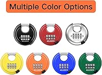Vista 9 de DELSWIN 4 Digit Combination Disc Padlock with Hardened Steel Shackle Combo Lock for Sheds, Storage Unit, School Gym Locker and Fence (Black,1Pcs)