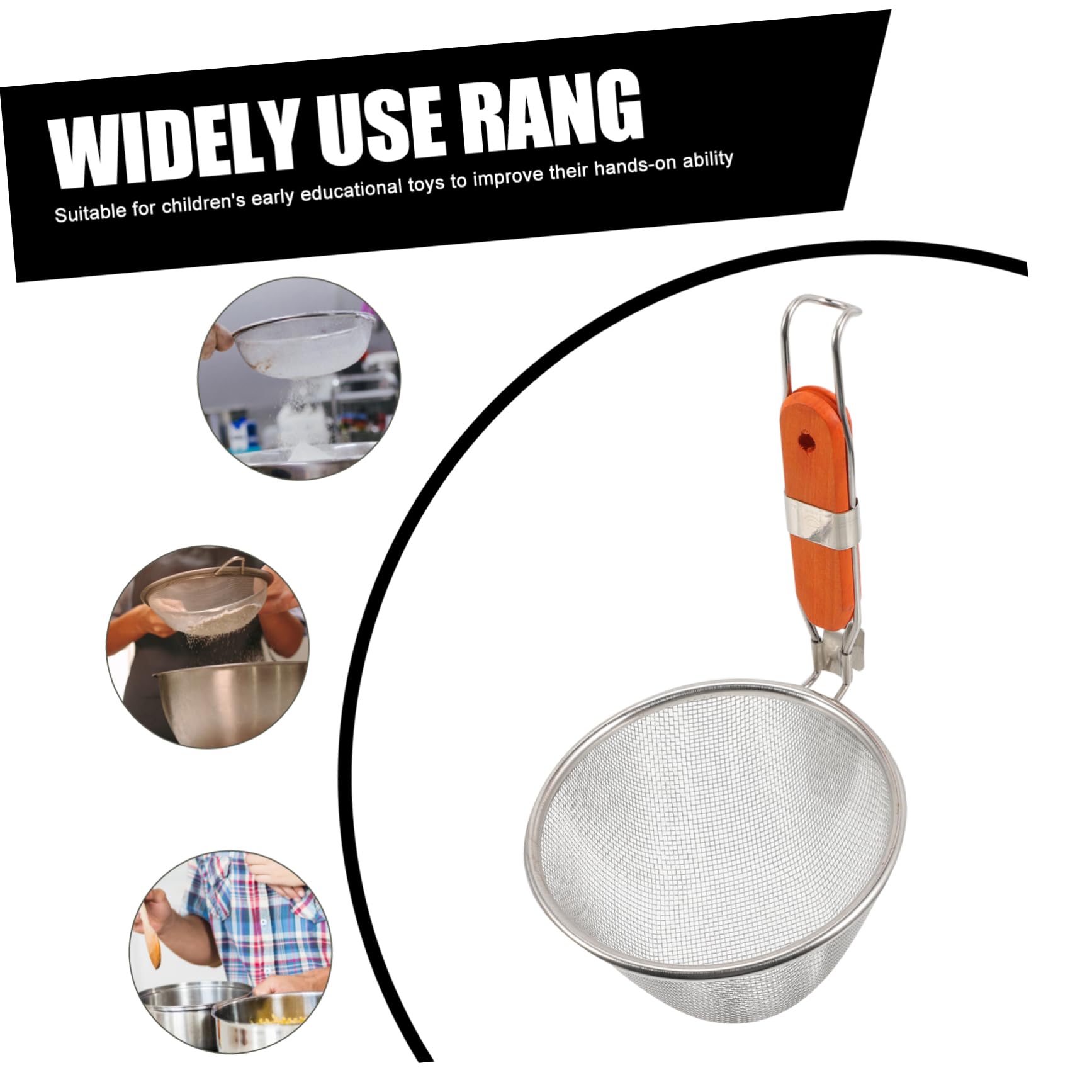 Colador de Verduras y Fideos de Acero Inoxidable: Cesta de Cocina de Doble Uso y colador de Malla Fina para Cocina asiática. Práctica Cuchara Espumadera para una cocción eficiente.