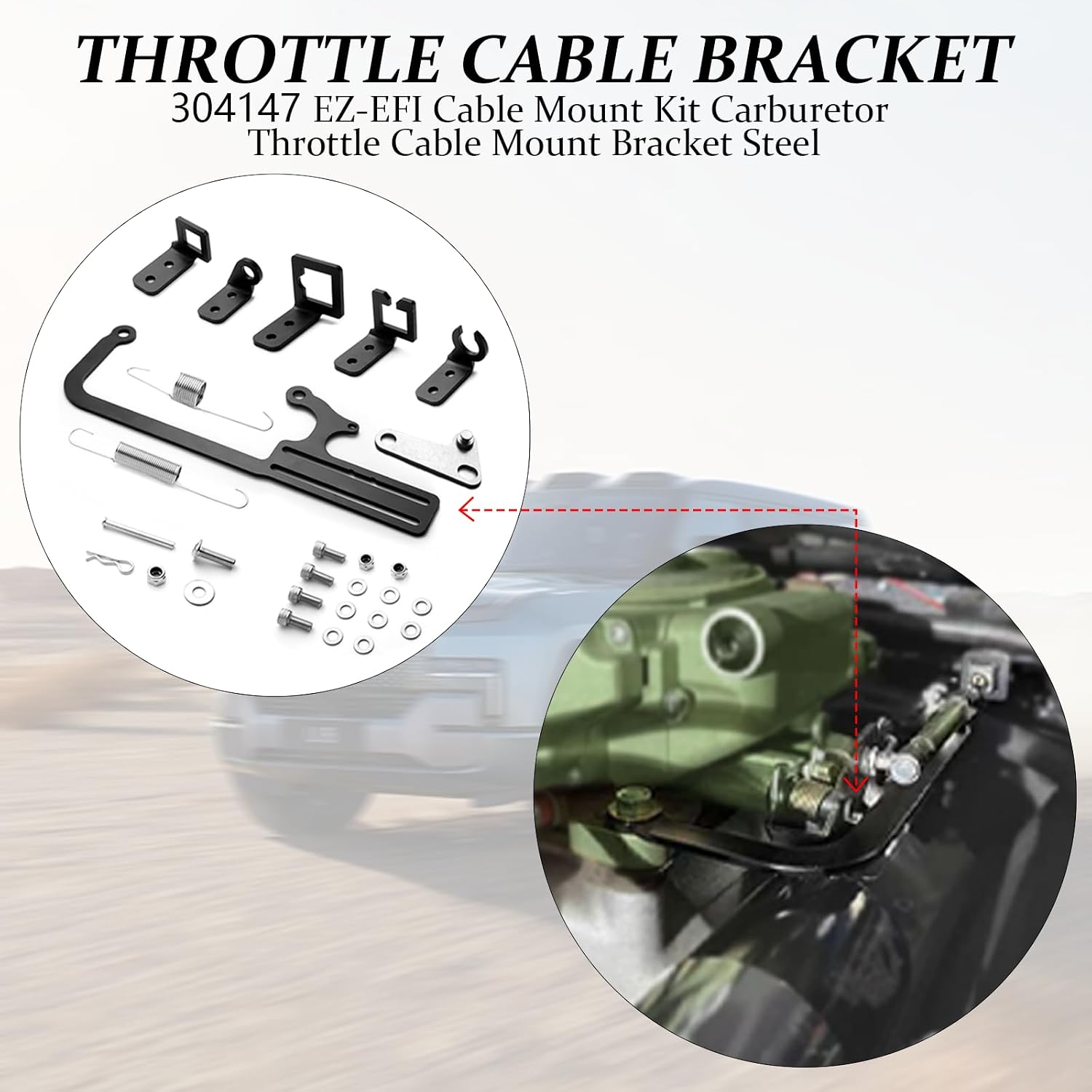 304147 EZ EFI Adjustable Throttle Cable Mount Kit for GM 700R4 and TH350 Automatic Transmissions - Durable Throttle Cable Bracket, Compatible with Carburetor & TV Cables