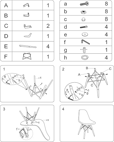 Miniatura 7 de Silla de comedor moderna de mediados de siglo CangLong, silla DSW de plástico con patas de madera natural para la cocina, comedor, habitación o sala
