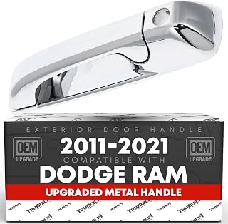 Exterior Front Driver Door Handle, Upgraded Metal - Compatible with 2011-2018 Dodge Ram 1500, 11-20 Ram 2500, 11-21 Ram 3500, Ram 4500, Ram 5500 - All Chrome w/ Keyhole - OEM 55112383AC-ACHMT, 82058