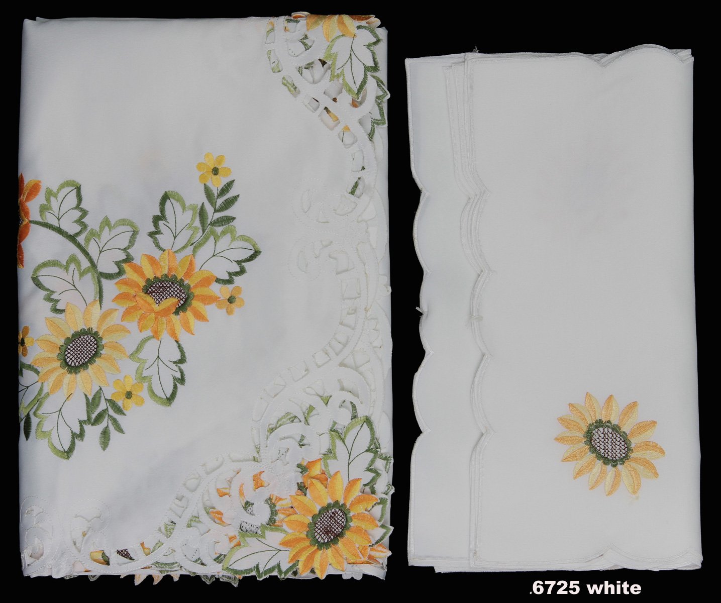 Amazon｜クリエイティブリネンひまわりテーブルクロス刺繍カットワーク