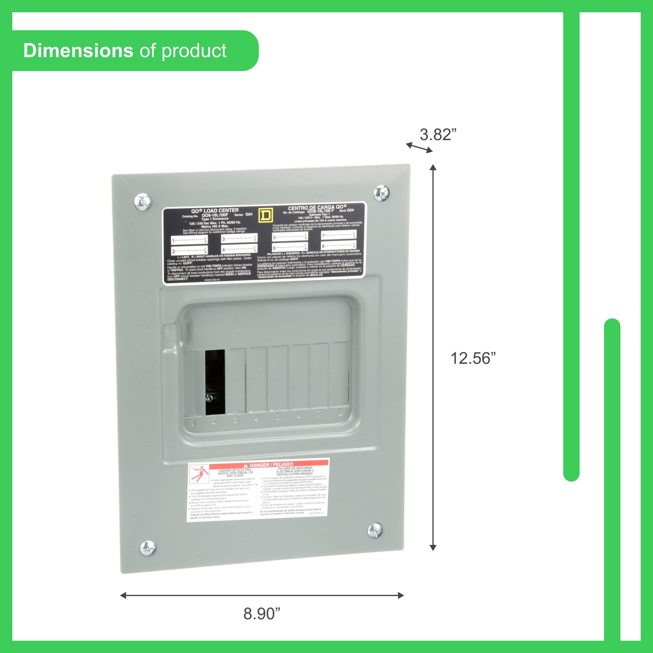 Square D - QO816L100FCP QO 100-Amp 8-Space 16-Circuit Indoor Flush