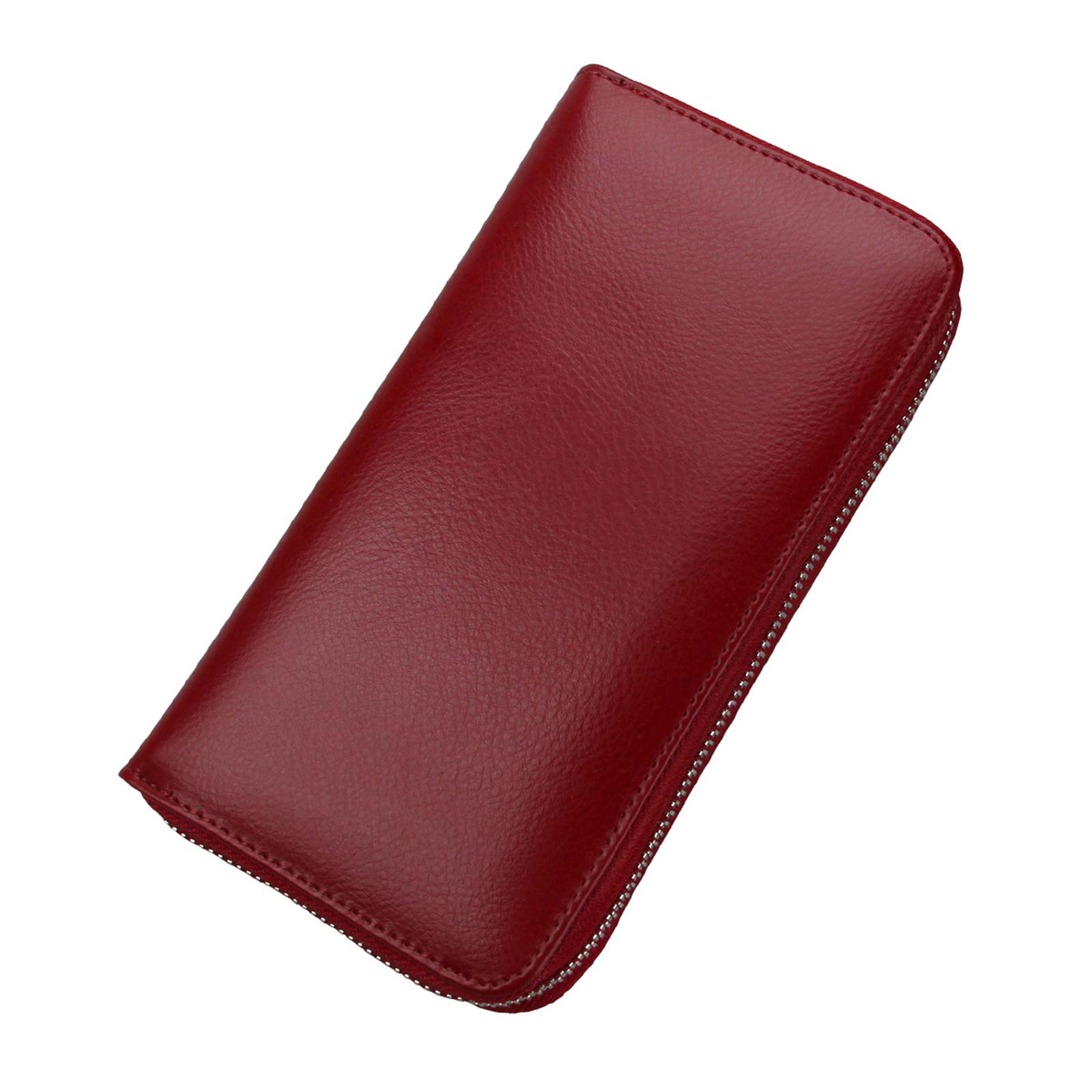 CHSDNCHSDN Wallet Card Case Leather Card Case Large-Capacity Men’S Wallet Ladies Wallet Long Gift Wallet Organ Multi-Card Card Holder Red wine