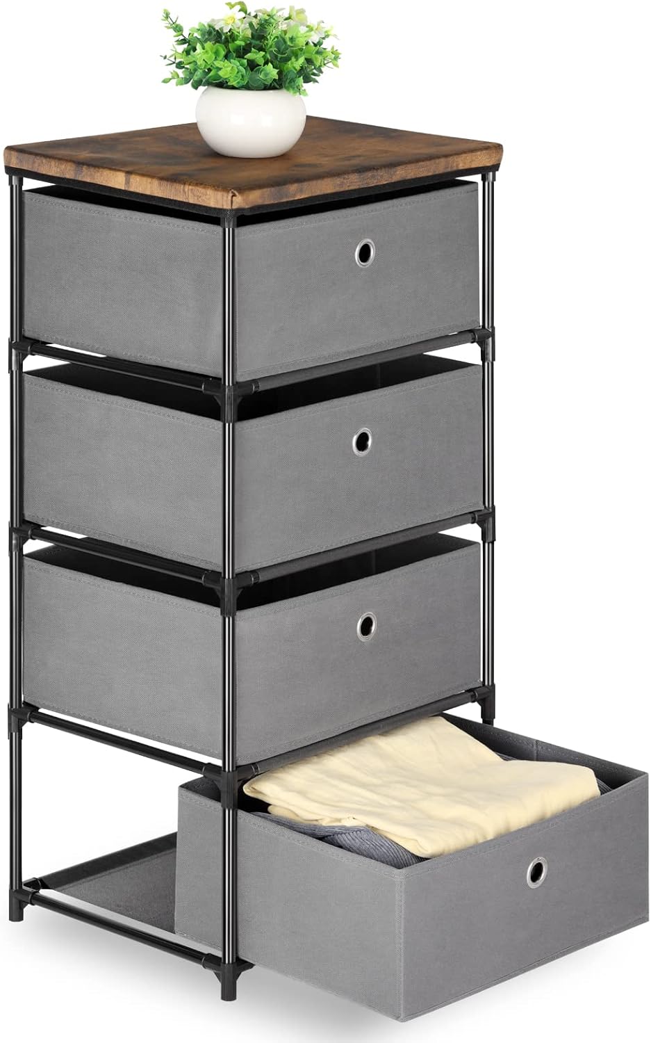 HAITRAL Drawer Clothes Organizer, Fabric Storage Chest 4 Drawers