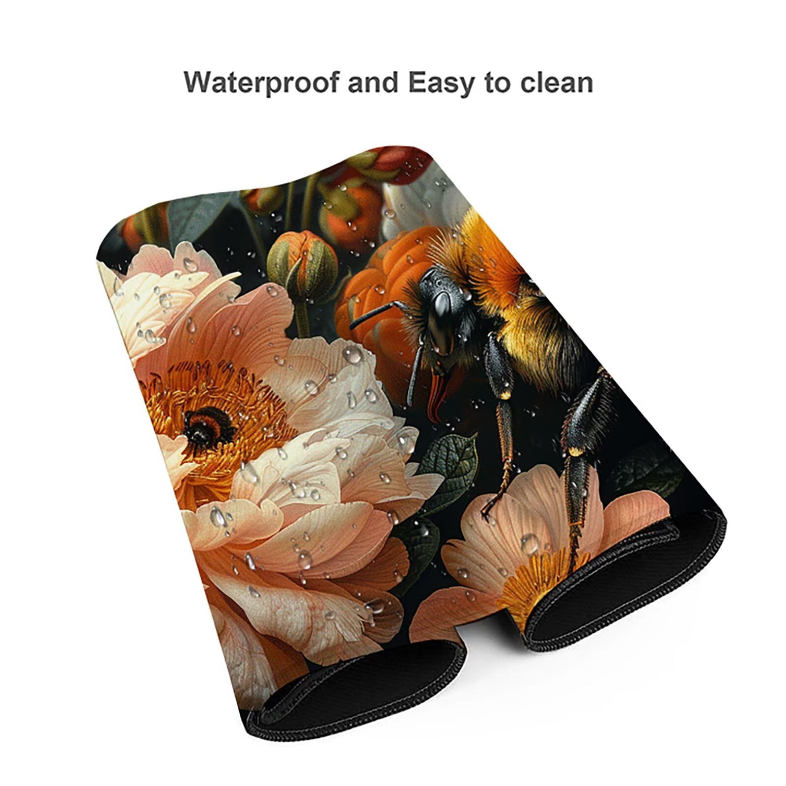 Abeja Alfombrilla Ratón Gaming XXL 1500x800x3mm, Alfombrilla Gaming Rosa Mousepad con Base de Goma Antideslizante, Impermeable Desk Mat para Teclado y Raton, Accesorios Gaming, Regalos de Hombre 0-5