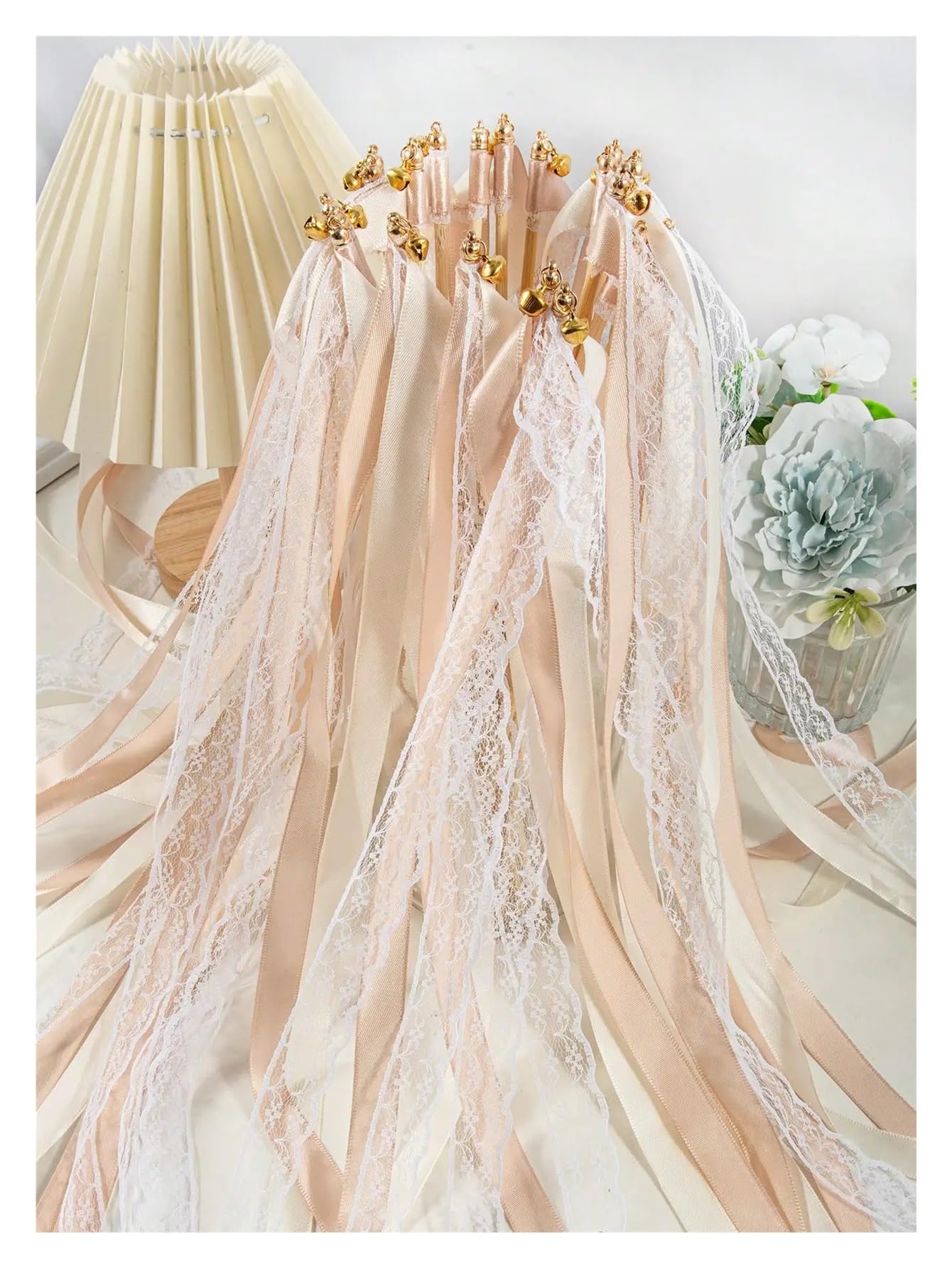 Wish - Bastoncini di nastro di seta, multicolore, confezione da 10/20/50 pezzi (bianco, 50 pezzi)