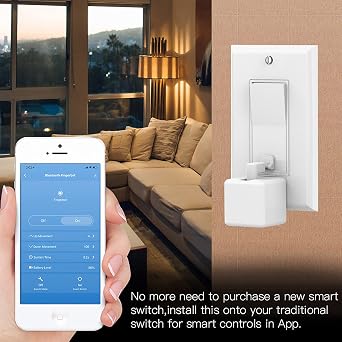 Smart Switch Button Pusher: Wireless App or Timer Control, No Wiring, Smart Bluetooth Fingerbot for Light Switch Doorbell Coffee Maker Fan, Add Gateway Compatible with Alexa, Google Home (Black)