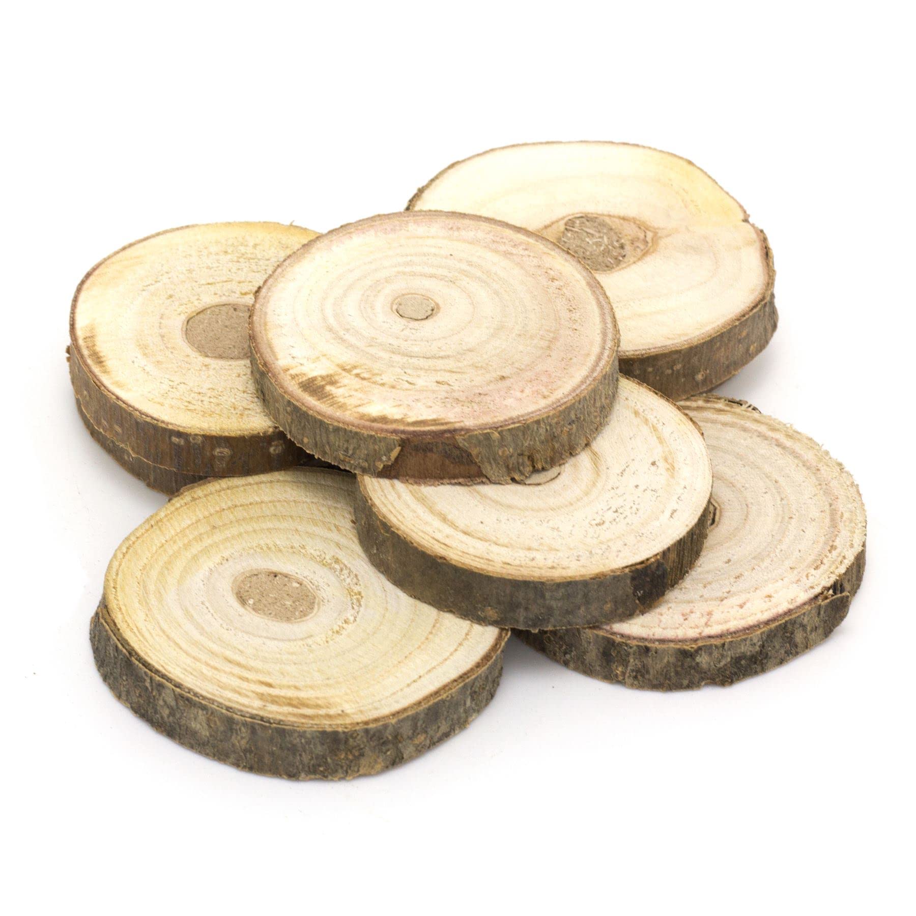 Carousel Home Brown Set Of 8 Wood Slices Coasters | Rustic Wedding Decorations Candle Stand | Tree Log Slices Drinks Coasters - 6-8 Cm