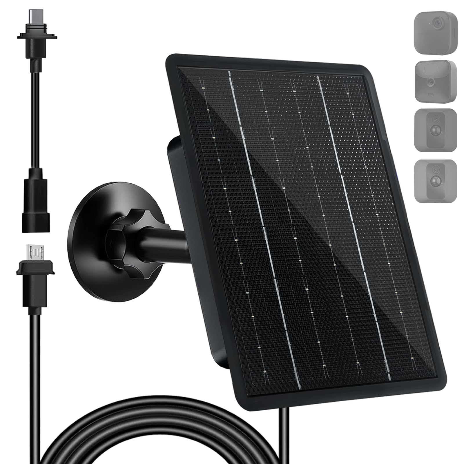 FUTUREZEN 4W Solar Panel for Blink Camera, USB-C & Micro USB Solar Charger Compatible with Blink Outdoor 4th Gen / 3rd Gen / XT2 / XT Camera, 10ft Cable, IP66 Waterproof, 360° Adjustable Mount-image-20