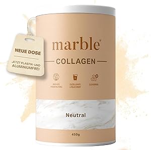 marble® Collagen Pulver 450 g - Collagenpeptide - 60 Tage risikofrei testen - Aminosäuren Komplex hochdosiert - Kollagenpulver in Pappdose ohne Plastiklöffel – geschmacksneutral