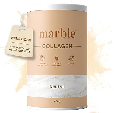 marble® Collagen Pulver 450 g - Collagenpeptide - 60 Tage risikofrei testen - Aminosäuren Komplex hochdosiert - Kollagenpulver in Pappdose ohne Plastiklöffel – geschmacksneutral