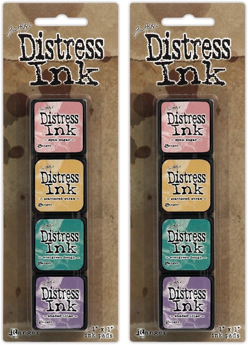 Ranger THoltz Ink Pad Set 4 Tim Holtz Distress Mini InkSet, 70 x 23 mm, Multi-Colour (Pack of 2)
