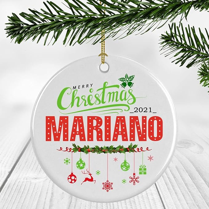 Amazon Com Plastic Christmas Tree Ornaments Babys First Christmas Ornament 2021 With Name Mariano Plastic Ornament 3 Inches White Home Kitchen