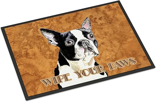 Miniatura 1 de Caroline's Treasures SC9140JMAT Boston Terrier - Tapete para puerta delantera, 24 x 36 pulgadas, tapete para puerta delantera, para interiores y