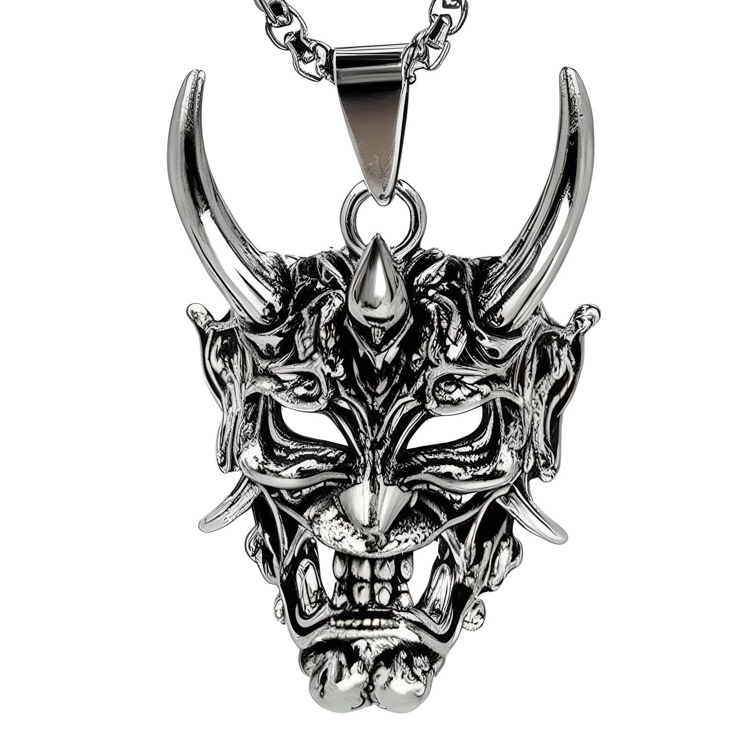 THE MEN THING DEAMON MASK - Pure Titanium Steel Pendant with 24inch Round Box Chain for Men & Boys (B0BQW6C4JY) Amazon Price History, Amazon Price Tracker