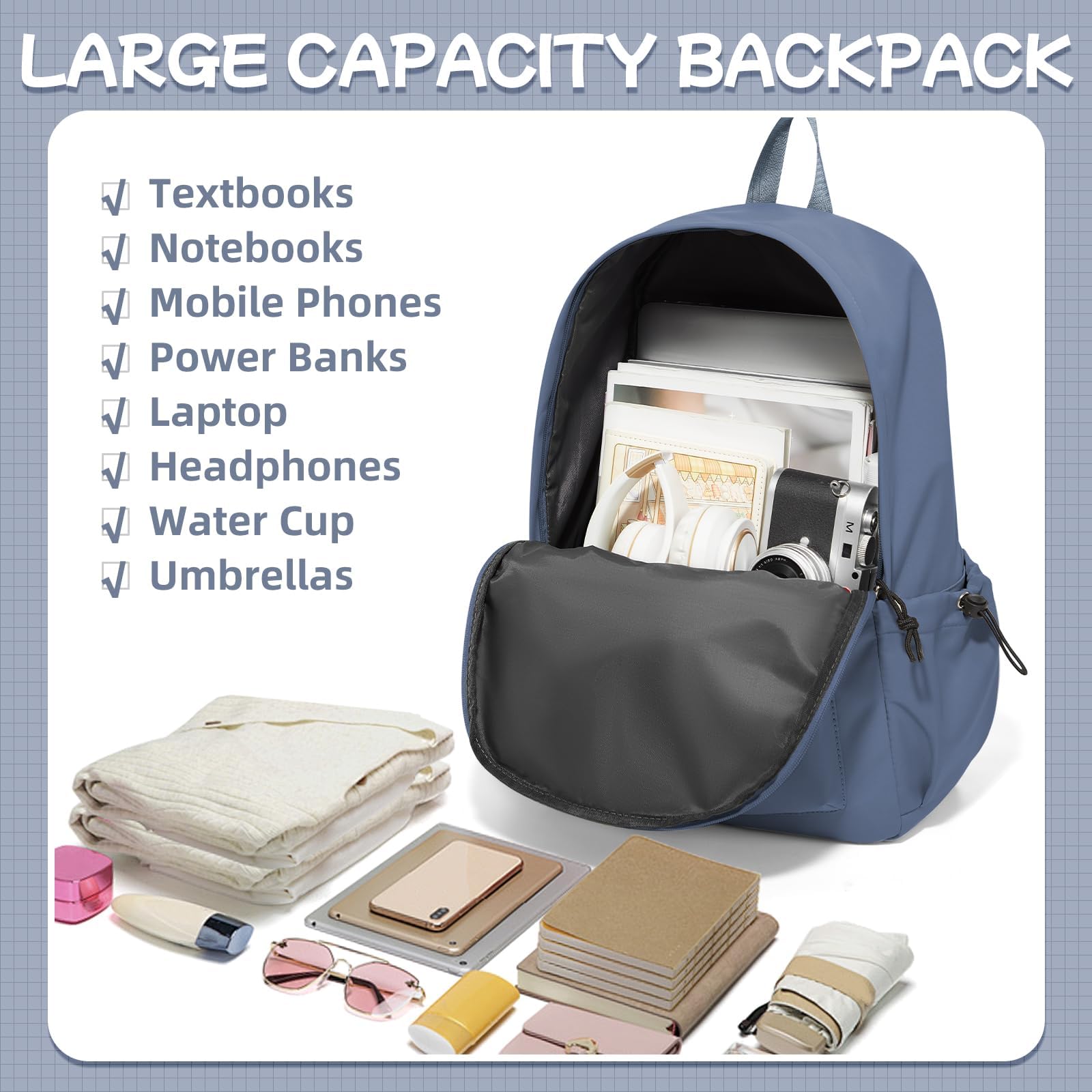 HYC00 Zaino Scuola Superiore Ragazza,Zaino da Scuola Media Ragazzo Zaino Università Leggero Resistente all'acqua College Casual Daypacks, Zaino PC 14 Pollici Zaini Scuola Cartella Adolescente