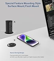 Vista 2 de Jgstkcity Toma de corriente emergente de 2.5 pulgadas para encimera, USB C de 20 W, 4 puertos USB, 4 salidas de montaje empotrado de 15 amperios