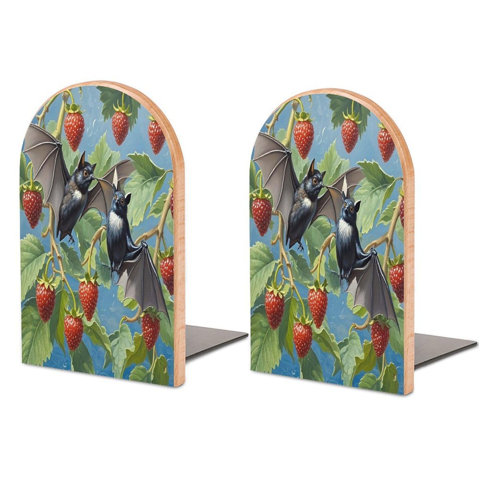 Gothic Bat Bookend for Shelves Unique Book End Sturdy Books Holder Heavy Duty Wooden Bookends Support Non-Slip Book Organizers Decorative Modern Bookend Holder for Home