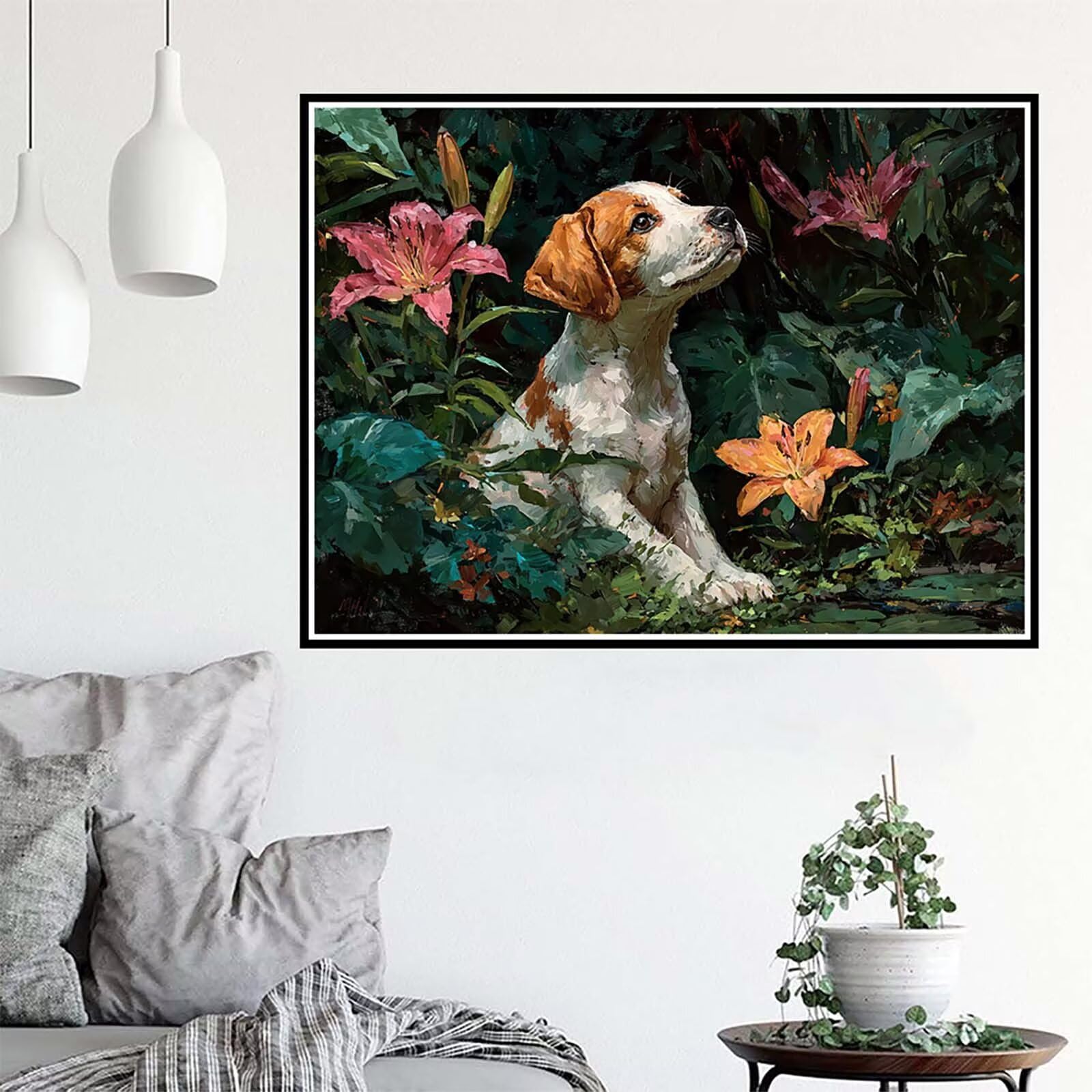 Diament Malarstwo Pies Diamentowe Malarstwo Dżungla Diament Malarstwo Dorośli 5D DIY Diamentowy Ścieg Krzyżowy DIY Dorośli Zestaw do Dekoracji Pokoju Domu, Prezent Kobieta 90x70cm -zjn250118A