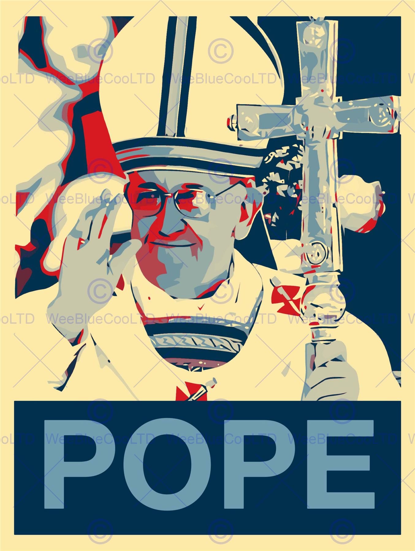 Wee Blue Coo Painting Vatican City Star Pope Francis Jorge Bergoglio Wall Art Print