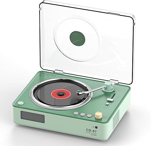 Reproductor de CD portátil Boombox con Bluetooth, altavoces de 1.575 in, pantalla LCD, puerto USB, ranura para tarjeta SD