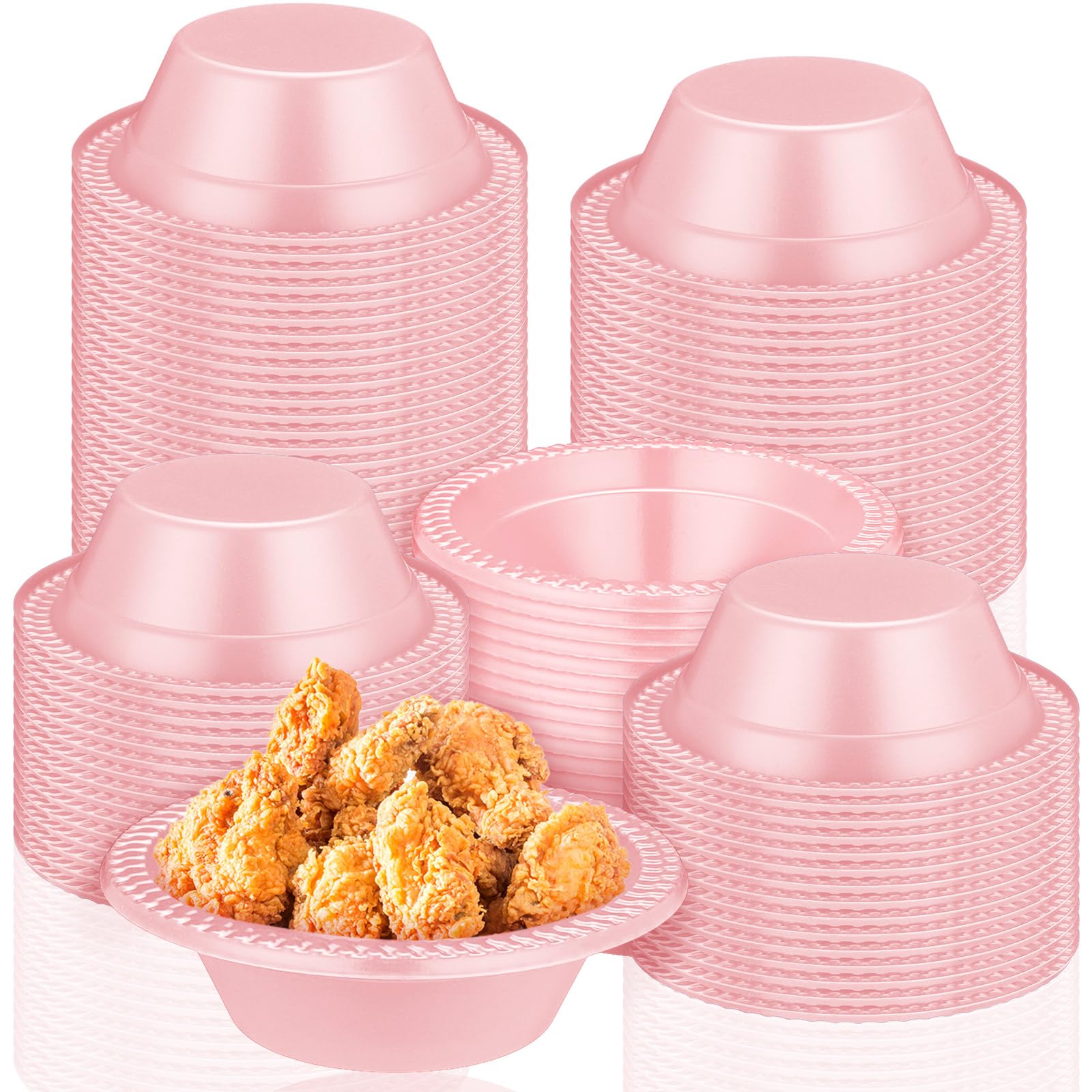 Lallisa 100 Pcs 12oz Pink Disposable Plastic Bowls Pastel Party Supplies