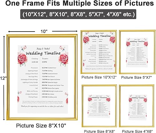 Miniatura 4 de Juego de 2 marcos flotantes de 8 x 10 pulgadas, hechos de metal y vidrio real doble, para fotos de hasta 10 x 12 pulgadas, exhibición de mesa para