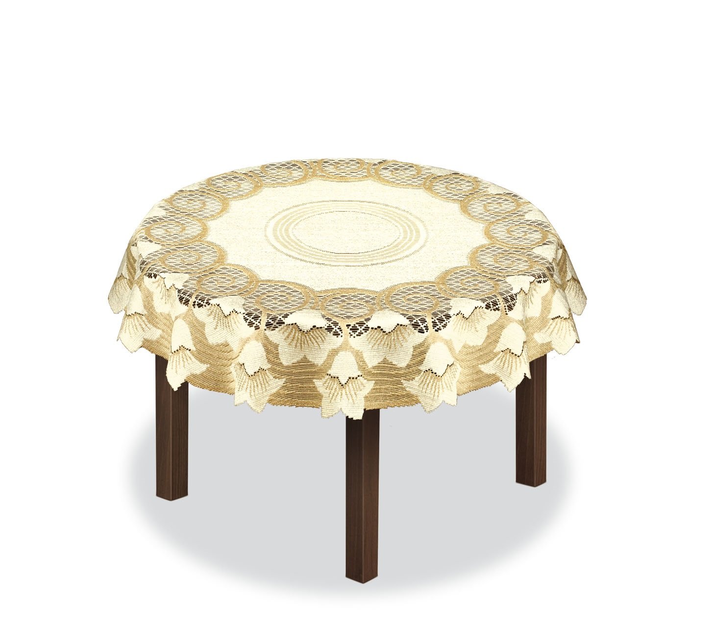Tablecloth round cream/dark gold lace Ø 150cm (59")