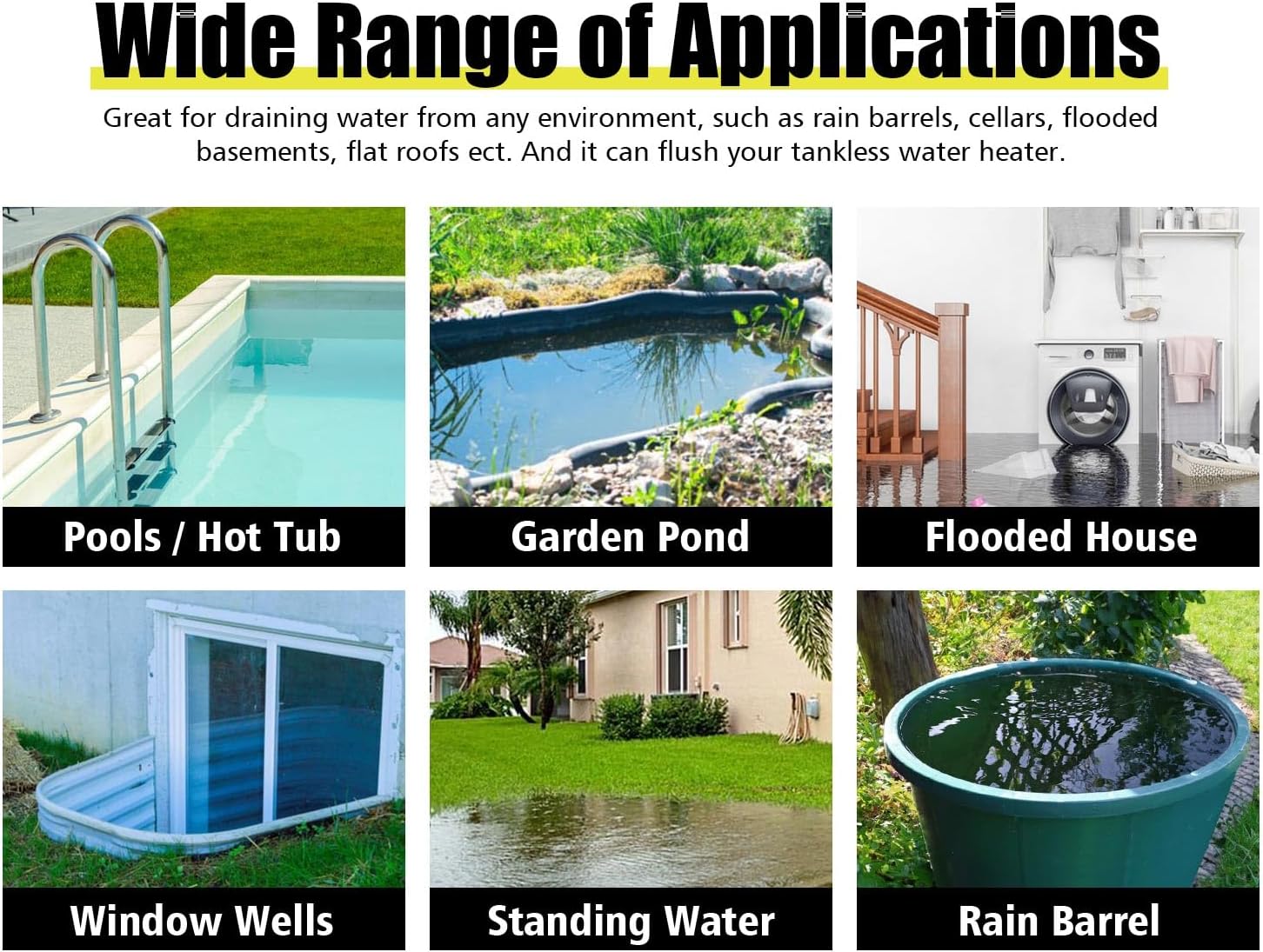 Submersible Sump Pump and 1-1/2" x 25FT Pool Hose