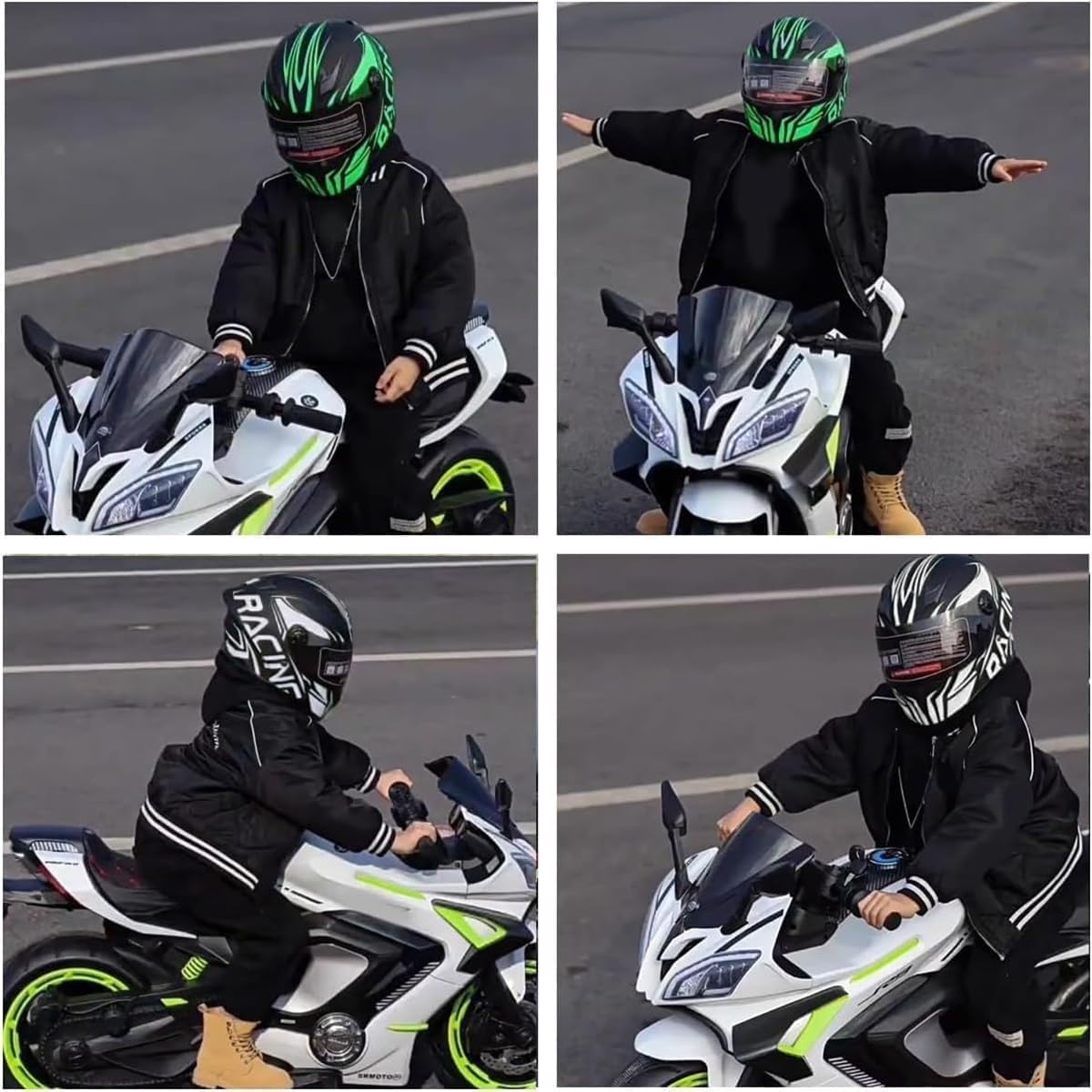 Integralhelm für Kinder, Motorradhelm, Motocross, Dirtbike, ATV, BMX, Go-Kart, Offroad, 4-Rad, für Jungen und Mädchen, mit Sonnenblende, DOT/ECE-Zulassung B,L=51-52cm