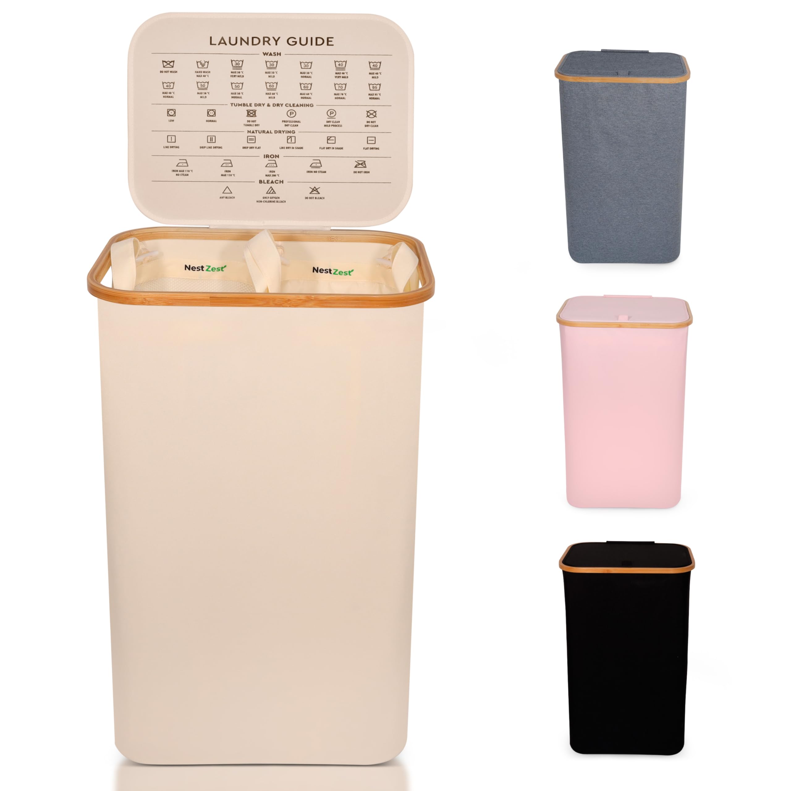 Songmics Wasmand 170L 2 compartimenten deksel