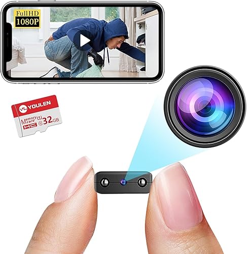 Gratis 32G Cámara inalámbrica más pequeña, cámara de seguridad WiFi HD1080P, monitor de bebé, mini cámara, cámara de niñera con visión nocturna,