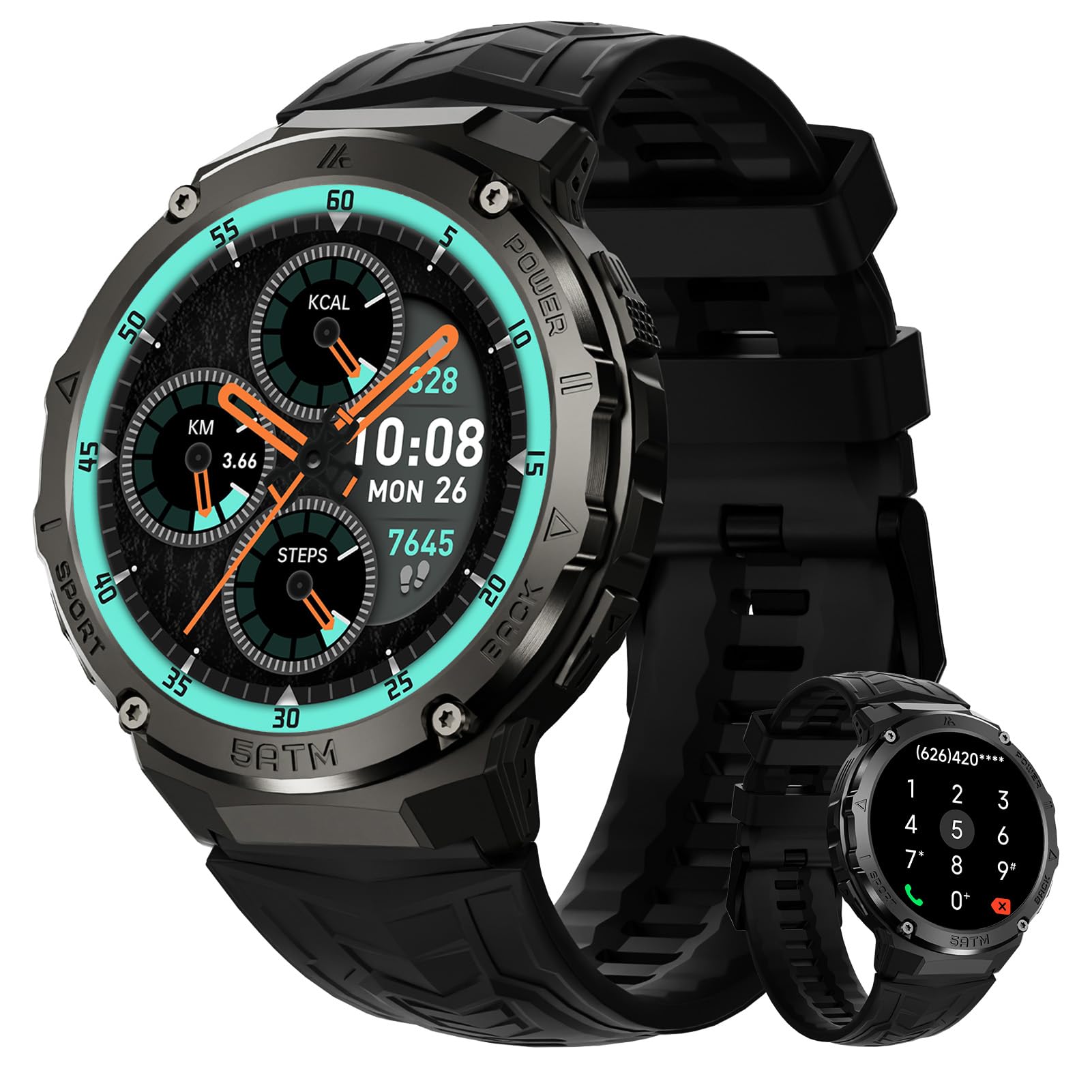 GloryfitGloryfit Smart Watch for Men (Answer/Make Calls), 1.43'' AMOLED Fitness Tracker with 110+ Sport Modes, 5ATM Waterproof, Heart Rate, Sleep Monitor, SpO2, Smartwatch for Android and iPhone