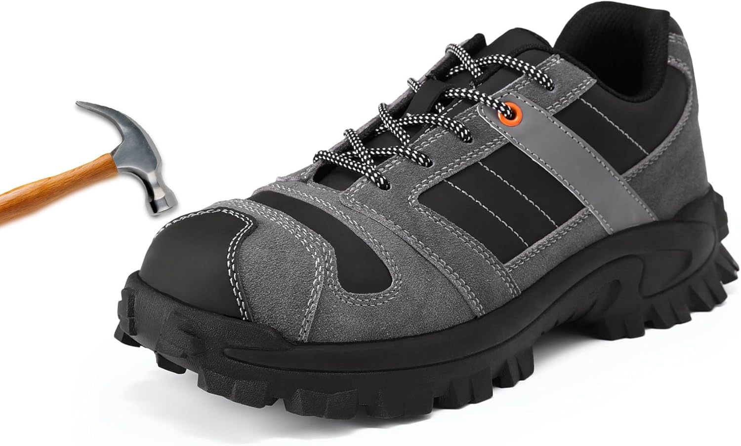 YOUTHUP Steel Toe Work Shoes for Men Slip Resistant Puncture Proof Breathable Comfortable Industrial Safety Toe Sneakers Industrial Work Footwear