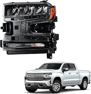 ACANII - For [Halogen W/o LED] 2019-2021 Chevy Silverado 1500 Black LED SwitchBack Tube Headlights Headlamps Left Right - Foto 4