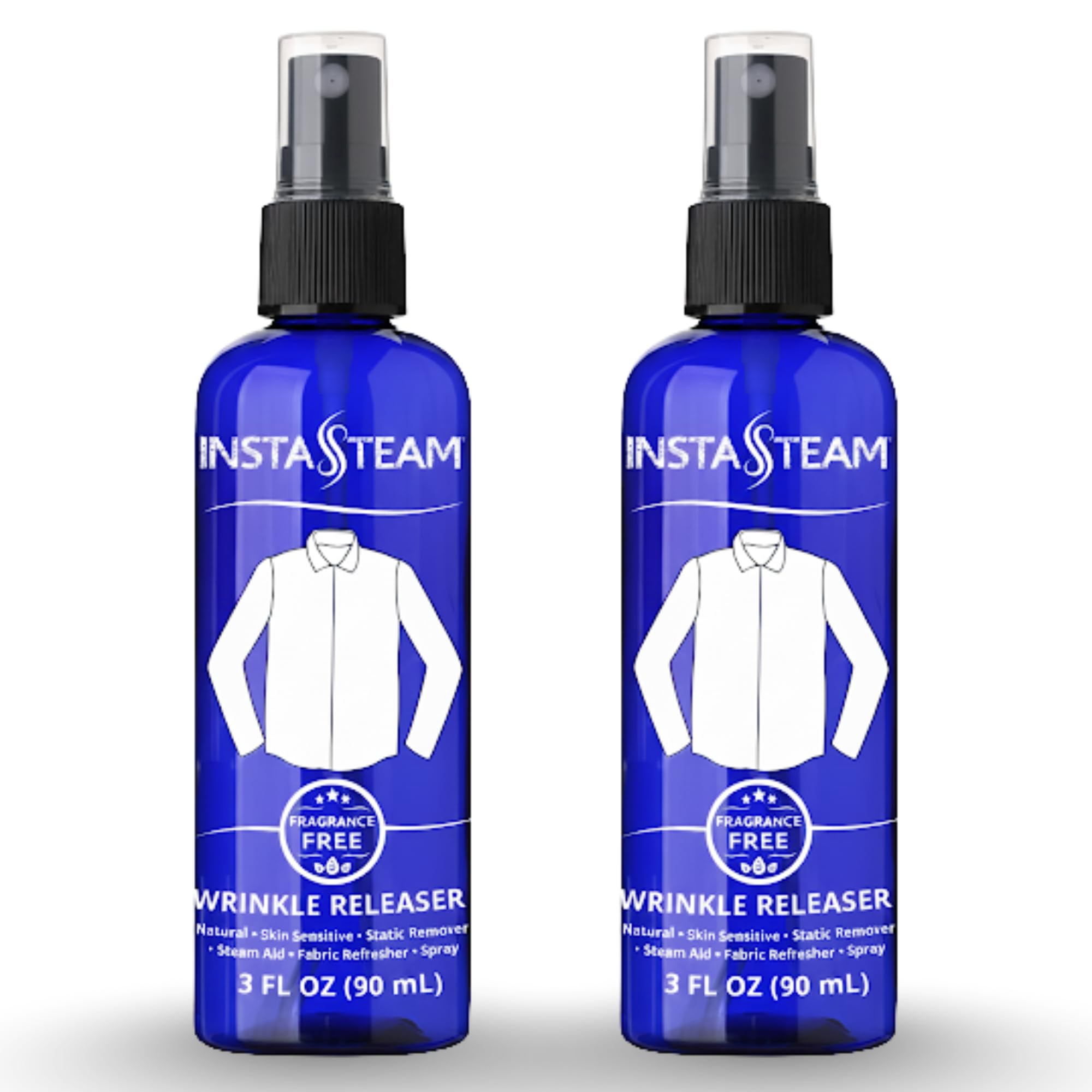 InstaSteam Skin Sensitive Wrinkle Releaser Spray - Unscented Travel Size Anti Static Sprays for Clothing - Wrinkle Free Fabric Refresher Spray - Wrinkle Spray For Clothes -3 Fl Oz (Packs of 2)