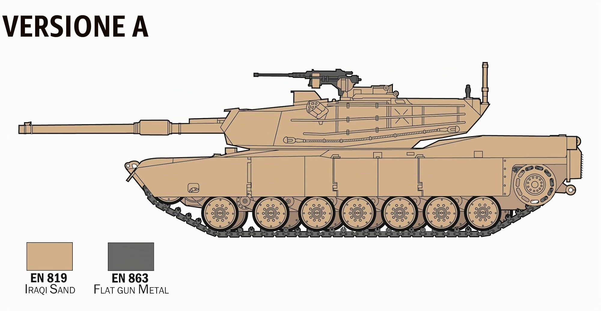 Italeri 72004 1:72 - Set completo M-1 Abrams, modellismo, kit da costruzione, modellismo a pavimento, fai da te, hobby, incollaggio, kit in plastica, accessori inclusi