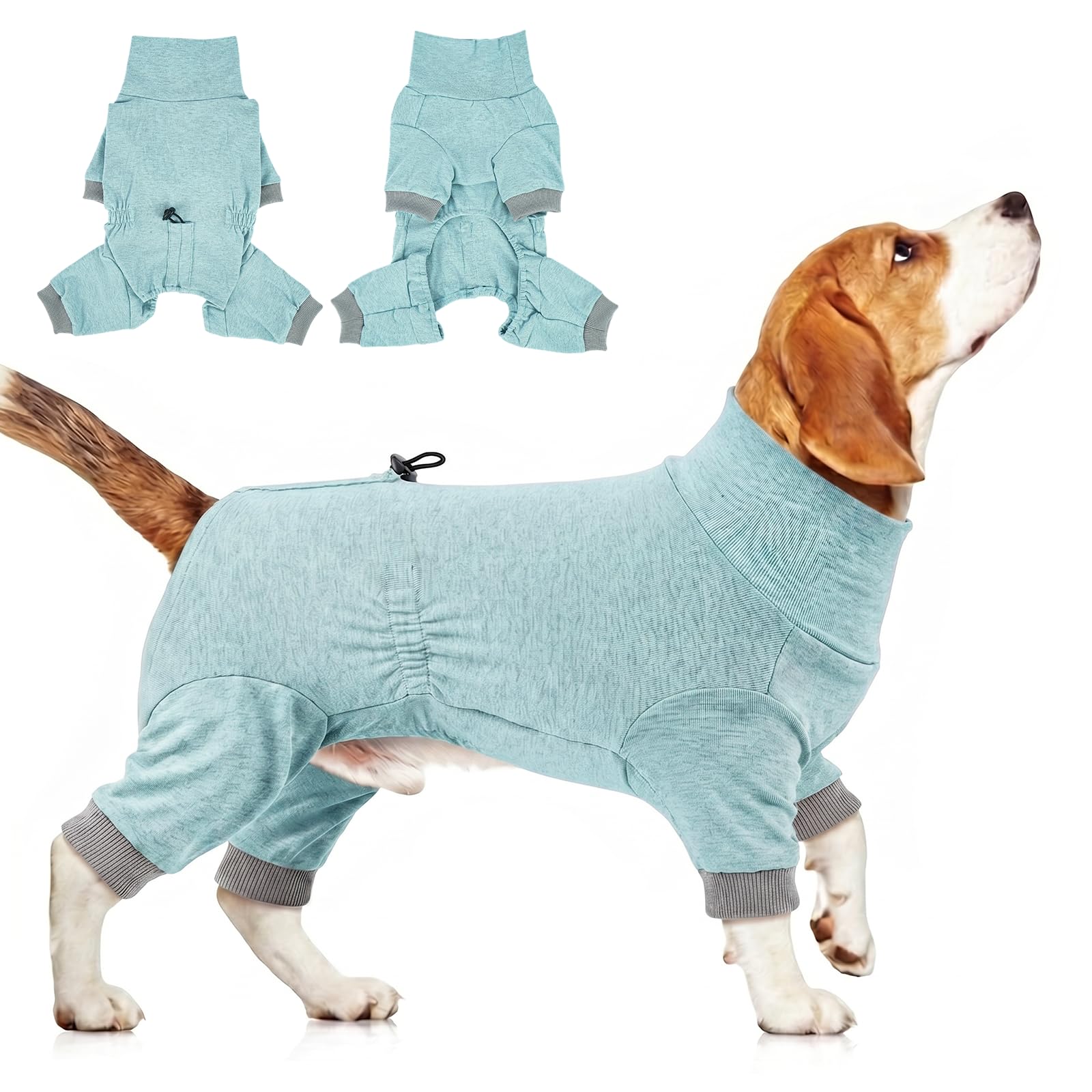 Dog Onesie for Small Medium Dogs, Lightweight Pyjamas 4 Leg Dog Jumpsuit, Stretch Bodysuit for Indoor Wear, Sleep, Base Layer, Anti Shedding & Spring Autumn Use, Heather Blue 2XL โ image 1