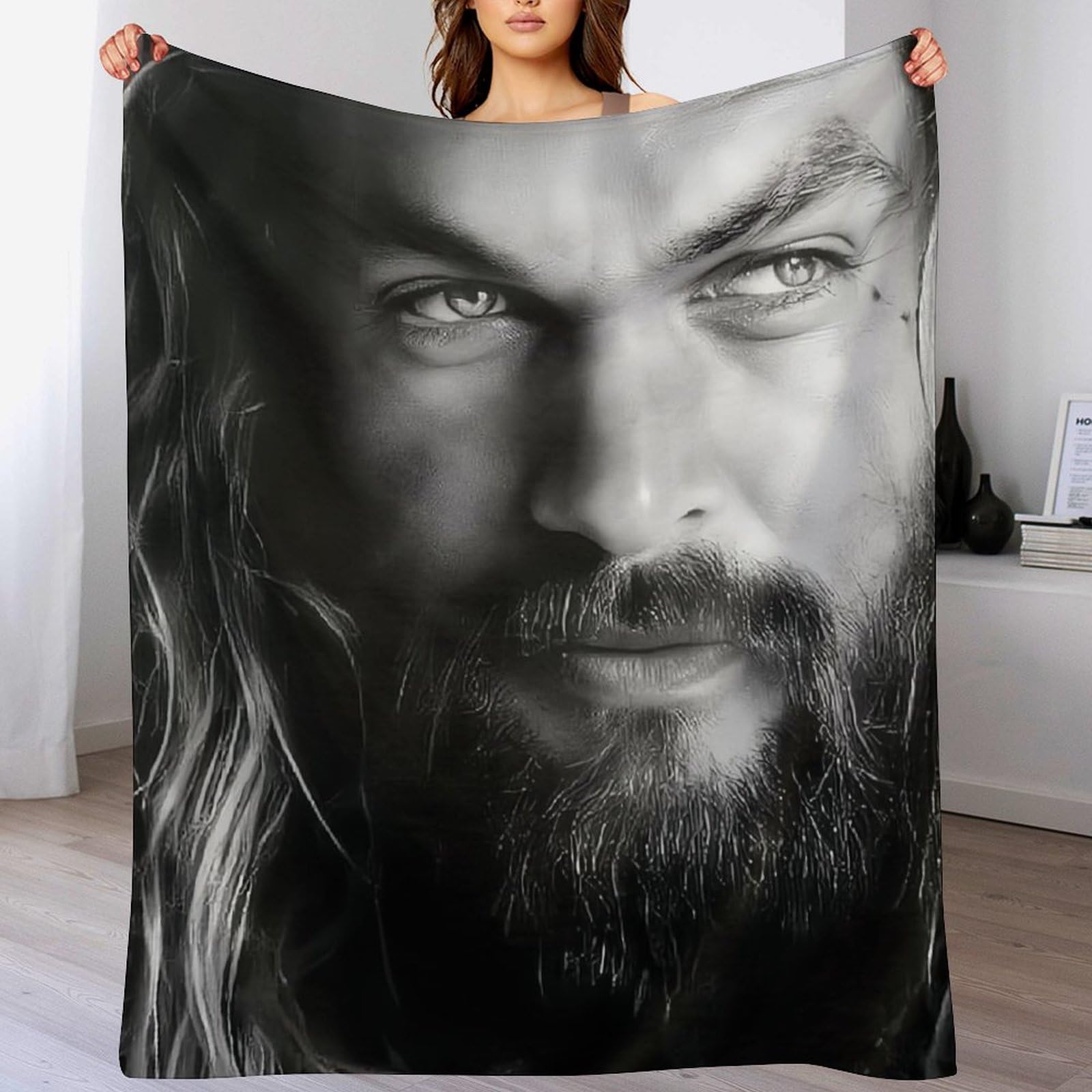 Jason Momoa Decke – Weiche Fleece-Decke, 3 Größen, Einseitig Bedruckt, Für Sofa, Camping & Reisen