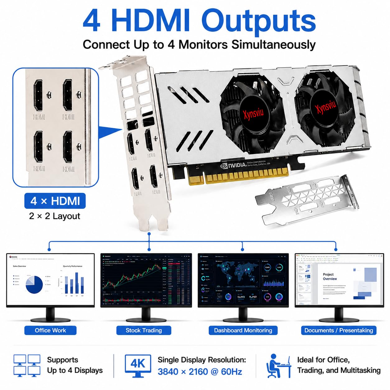 GeForce GT 740 Grafikkarte Low Profile 2GB GPU PC 4 Monitor HDMI Port GDDR5 128 bit DirectX 12 PCI Express X16 3.0 Mehr Monitor Unterstützung Grafikkarte (GT740 2G 4HDMI)